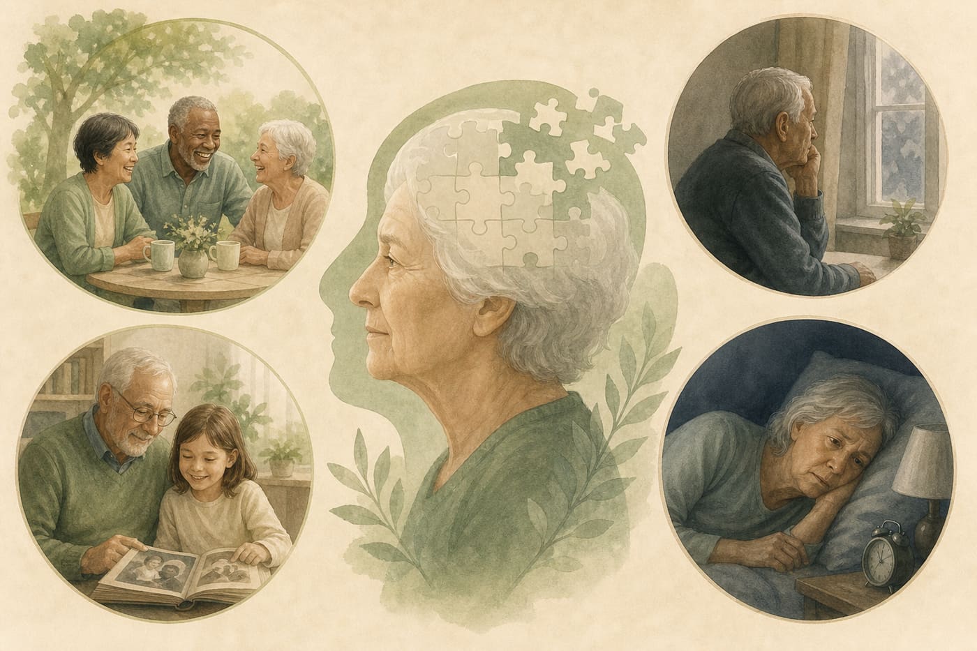 Illustration of memory support habits versus isolation and poor sleep